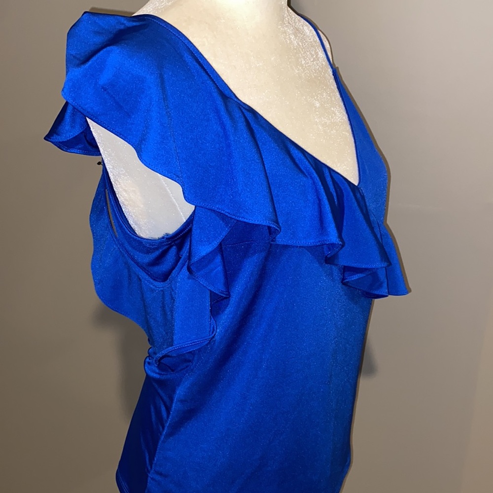 Express Blue Ruffle Tank - Picture 2 of 3
